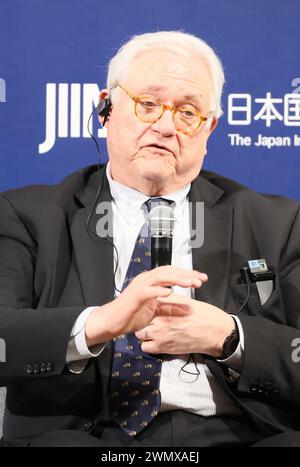 Tokyo, Japan. 28th Feb, 2024. Center for Strategic and International Studies (CSIS) president John Hamre speaks at the round table session of the Japan Institute of International Affairs' symposium, the fifth Tokyo Global Dialogue in Tokyo on Wednesday, February 28, 2024. (photo by Yoshio Tsunoda/AFLO) Stock Photo