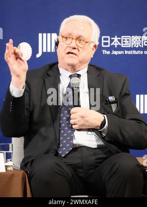 Tokyo, Japan. 28th Feb, 2024. Center for Strategic and International Studies (CSIS) president John Hamre speaks at the round table session of the Japan Institute of International Affairs' symposium, the fifth Tokyo Global Dialogue in Tokyo on Wednesday, February 28, 2024. (photo by Yoshio Tsunoda/AFLO) Stock Photo