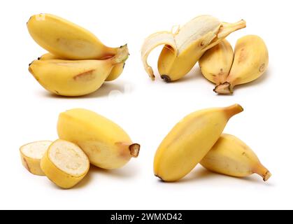 Bunch of baby banana isolated on white background Stock Photo