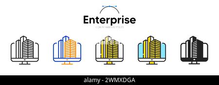 Enterprise line icon in different styles. Bicolor outline stroke style. Real estate symbol for web app. Vector Stock Vector