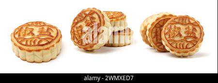 Mooncake isolated over white background. Stock Photo