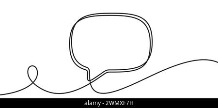 Continuous one line drawing of speech bubble. Single line chat background. Vector illustration Stock Vector