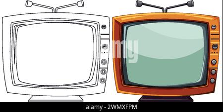 Comparison of old and new TV set designs Stock Vector