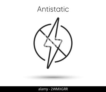 Antistatic material line icon. Static electricity lightning bolt sign. No electricity warning symbol. Vector illustration Stock Vector