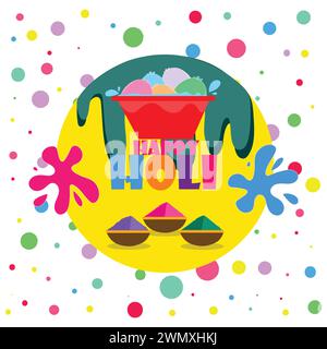 Holi Festival Poster with Holi Elements Stock Vector