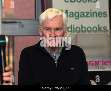 Tommy McKearney, a former Irish volunteer in the Provisional Irish Republican Army who took part in the 1980 hunger strike speaking at the Hostages Conversation event held in Derry, Northern Ireland, January 2024. Photo: George Sweeney/Alamy Stock Photo