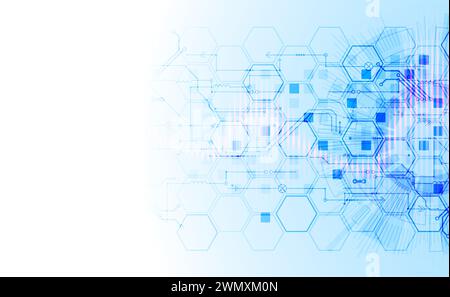 Scientific and technological concept with the use of technical elements formed in the shape of a circle.   Handmade vector illustration. Stock Vector