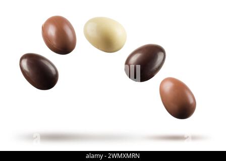 Chocolate easter eggs isolated on white background. Stock Photo
