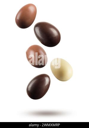 Chocolate easter eggs isolated on white background. Stock Photo