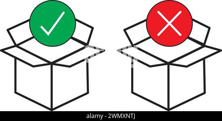 Two boxes with circles with approved and disapproved marks on a white background Stock Vector