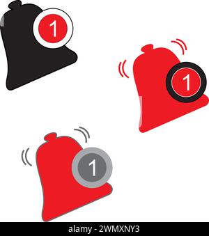 Red and black notification icons on a white background Stock Vector