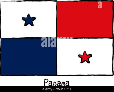 Analog hand-drawn world flag, Panama, Vector Illustration Stock Vector