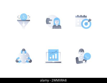 Marketing and finances - flat design style icons set Stock Vector