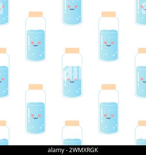 Water seamless pattern, soda, drink, bottle, can, h2o vector Stock Vector