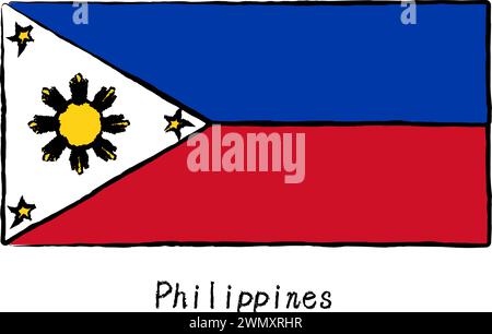 Analog hand-drawn world flag, Philippines, Vector Illustration Stock Vector