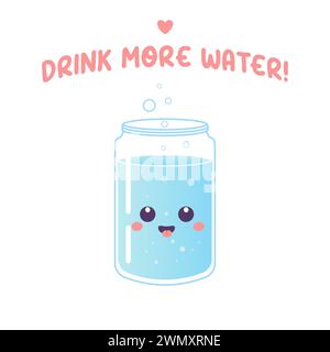 Drink more water jar with water , character vector Stock Vector