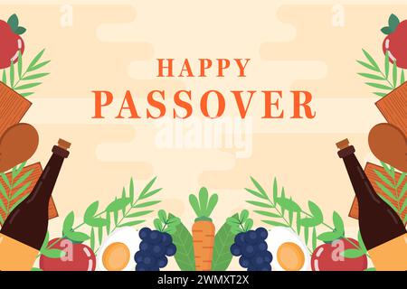 flat happy passover background illustration vector design Stock Vector