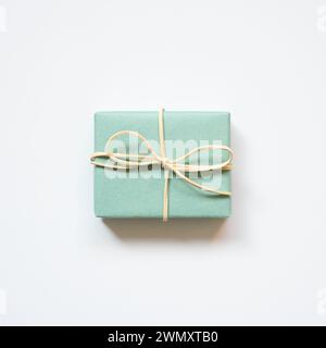 Green gift box isolated on white background. top view Stock Photo