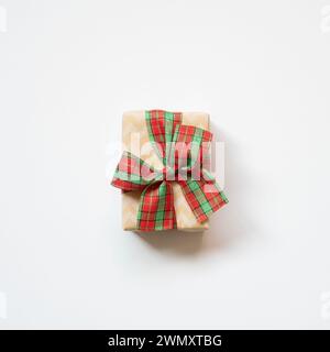 Brown kraft gift box isolated on white background. top view Stock Photo