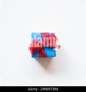 Blue gift box isolated on white background. top view Stock Photo