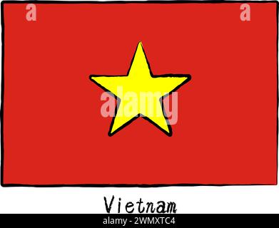 Analog hand-drawn world flag, Vietnam, Vector Illustration Stock Vector