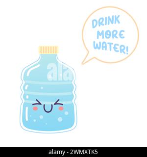Drink more water bottle, water tank, characters vector Stock Vector