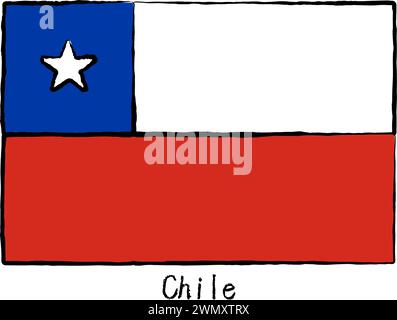 Analog hand-drawn world flag, Chile, Vector Illustration Stock Vector