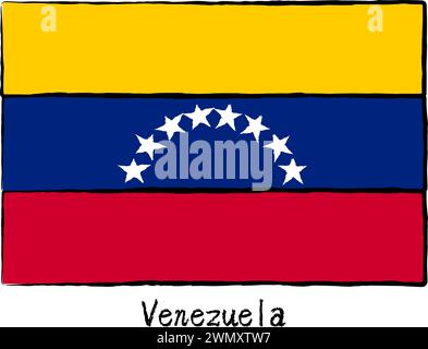 Analog hand-drawn world flag, Venezuela, Vector Illustration Stock Vector
