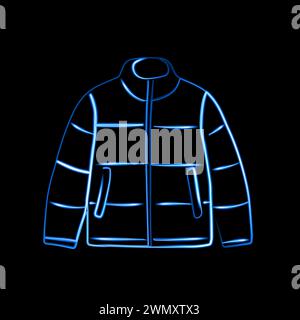 Vector illustration of a winter jacket with a neon effect. Stock Vector