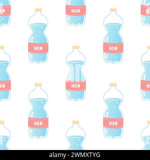Water seamless pattern, soda, drink, bottle, can, h2o vector Stock Vector