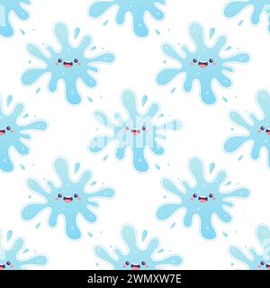Water seamless pattern, soda, drink, bottle, can, h2o vector Stock Vector