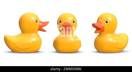 Yellow Rubber Duck , This is a 3d rendered computer generated image. Isolated on white. Stock Photo