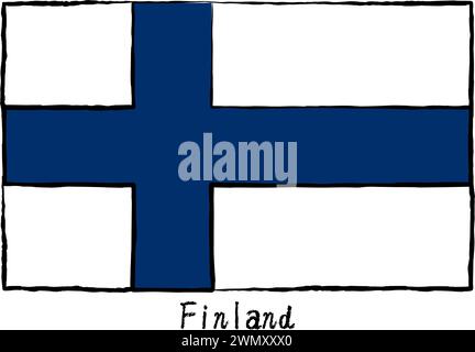 Analog hand-drawn world flag, Finland, Vector Illustration Stock Vector
