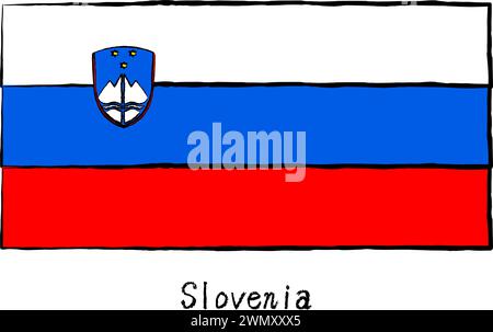Analog hand-drawn world flag, Slovenia, Vector Illustration Stock Vector
