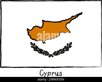 Analog hand-drawn world flag, Cyprus, Vector Illustration Stock Vector