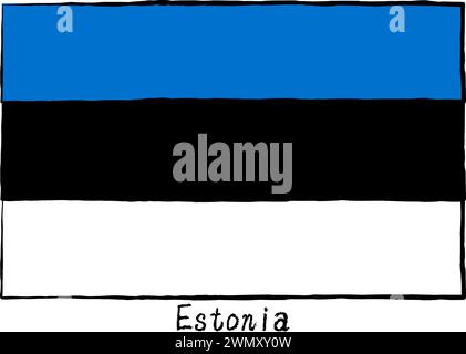 Analog hand-drawn world flag, Estonia, Vector Illustration Stock Vector