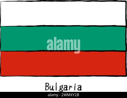 Analog hand-drawn world flag, Bulgaria, Vector Illustration Stock Vector