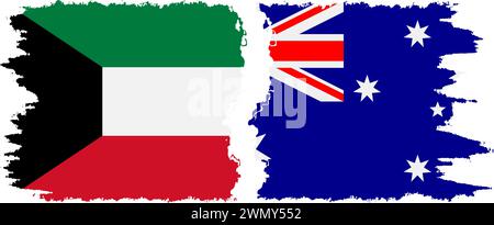 Australia and Kuwait grunge flags connection, vector Stock Vector