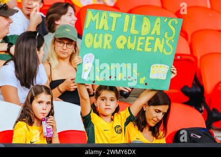 Melbourne, Victoria, Australia. 28th Feb, 2024. MELBOURNE, AUSTRALIA - FEBRUARY 28: Fan atmosphere during the AFC Women's Olympic Football Tournament Paris 2024 Asian Qualifier Round 3 match between Australia Matildas and Uzbekistan at Marvel Stadium on February 28, 2024 in Melbourne, Australia. (Credit Image: © Chris Putnam/ZUMA Press Wire) EDITORIAL USAGE ONLY! Not for Commercial USAGE! Stock Photo