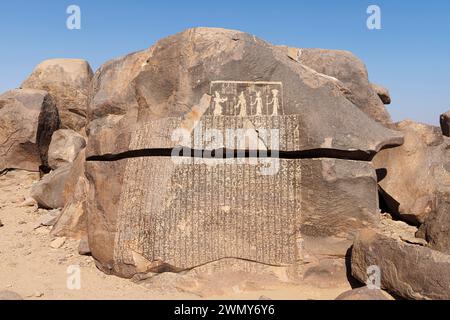 Egypt, Aswan, Sehel island, the Famine Stela Stock Photo
