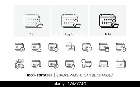Calendar line icons. Schedule appointment, Event date, Time planner icons. Line icons. Vector Stock Vector