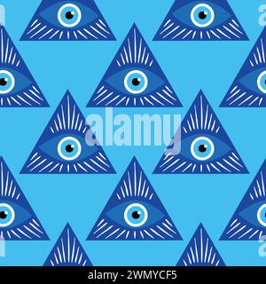 Evil eye magic seamless pattern. Symbol of protection, Turkish souvenir. Stock Vector