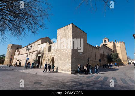 The Alcázar de los Reyes Cristianos, also known as the Alcázar of Córdoba, is a medieval palace/ fortress located in the historic centre of Córdoba in Stock Photo