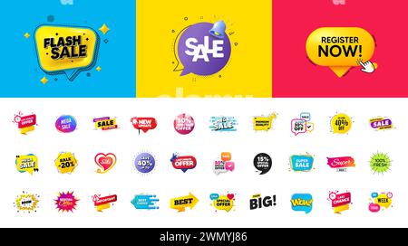 Discount offer sale banners. Best deal price stickers. Flash special offer tag. Sale bubble coupon. Vector Stock Vector