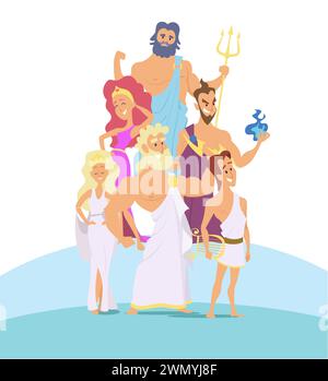 Mythological gods. fantasy characters male and female olympic gods vector characters Stock Vector