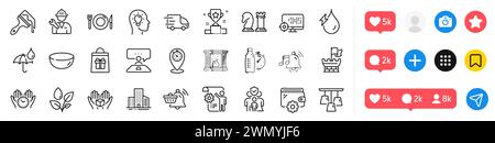 Truck delivery, Ceiling lamp and Family insurance line icons pack. For web app. Social media icons. Vector Stock Vector