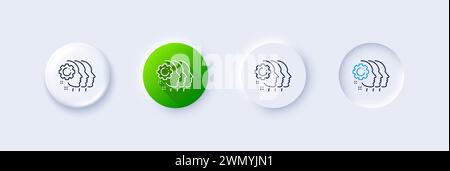 Employees teamwork line icon. Collaboration sign. Development partners. Line icons. Vector Stock Vector