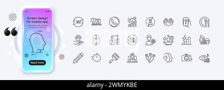 Consumption growth, Telemedicine and Carrots line icons for web app. Pictogram icon Vector Stock Vector