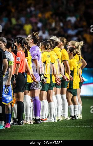 Melbourne, Victoria, Australia. 28th Feb, 2024. MELBOURNE, AUSTRALIA - FEBRUARY 28: Atmosphere during the AFC Women's Olympic Football Tournament Paris 2024 Asian Qualifier Round 3 match between Australia Matildas and Uzbekistan at Marvel Stadium on February 28, 2024 in Melbourne, Australia. (Credit Image: © Chris Putnam/ZUMA Press Wire) EDITORIAL USAGE ONLY! Not for Commercial USAGE! Stock Photo