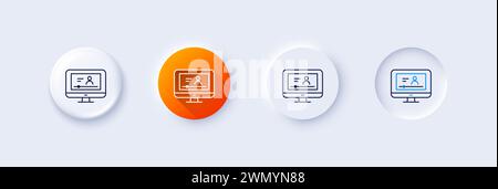 Online Video Education line icon. Notebook sign. Line icons. Vector Stock Vector